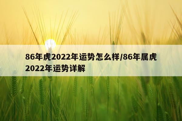 86年虎2022年运势怎么样/86年属虎2022年运势详解