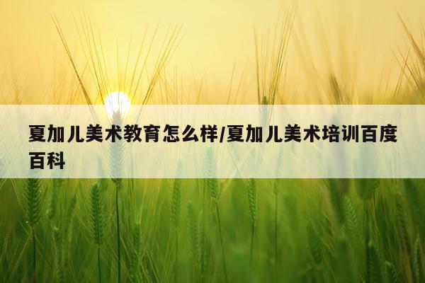 夏加儿美术教育怎么样/夏加儿美术培训百度百科