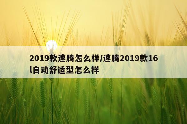2019款速腾怎么样/速腾2019款16l自动舒适型怎么样