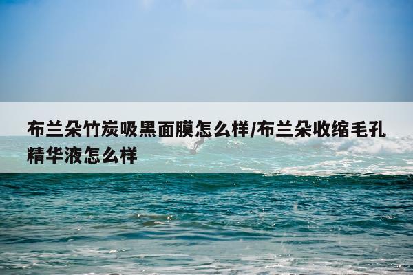 布兰朵竹炭吸黑面膜怎么样/布兰朵收缩毛孔精华液怎么样