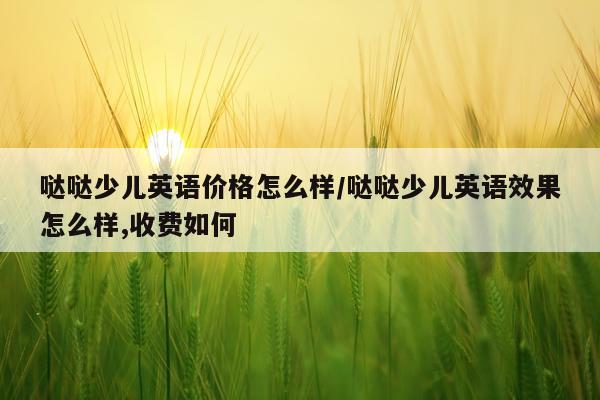 哒哒少儿英语价格怎么样/哒哒少儿英语效果怎么样,收费如何