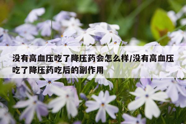 没有高血压吃了降压药会怎么样/没有高血压吃了降压药吃后的副作用