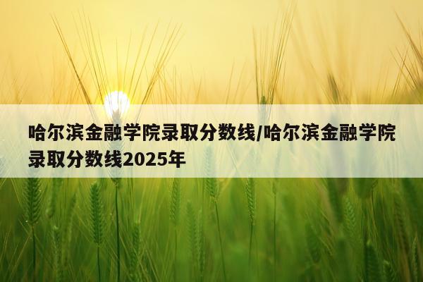 哈尔滨金融学院录取分数线/哈尔滨金融学院录取分数线2025年