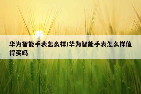 华为智能手表怎么样/华为智能手表怎么样值得买吗