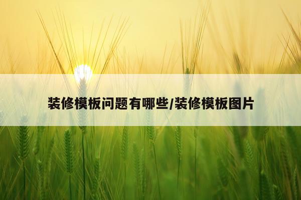 装修模板问题有哪些/装修模板图片