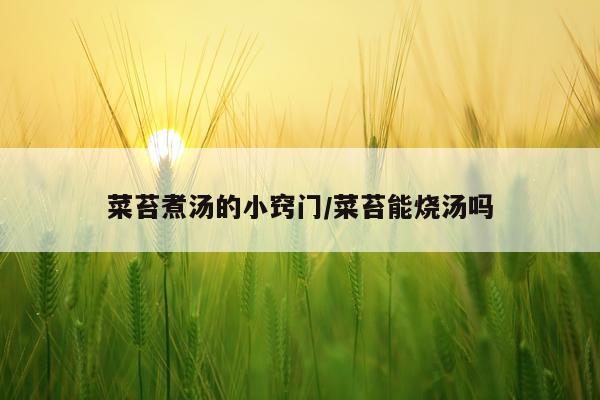 菜苔煮汤的小窍门/菜苔能烧汤吗