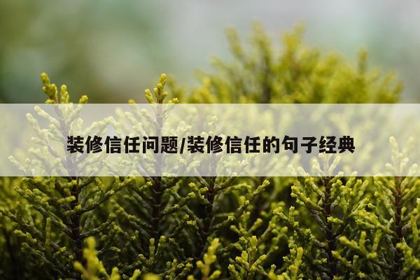 装修信任问题/装修信任的句子经典