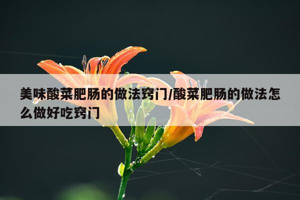 美味酸菜肥肠的做法窍门/酸菜肥肠的做法怎么做好吃窍门