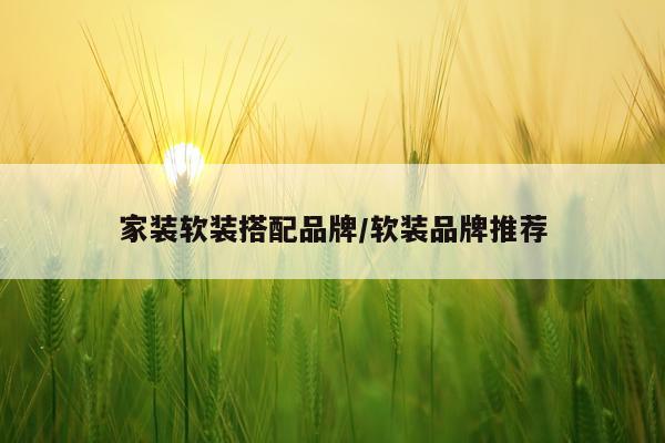 家装软装搭配品牌/软装品牌推荐