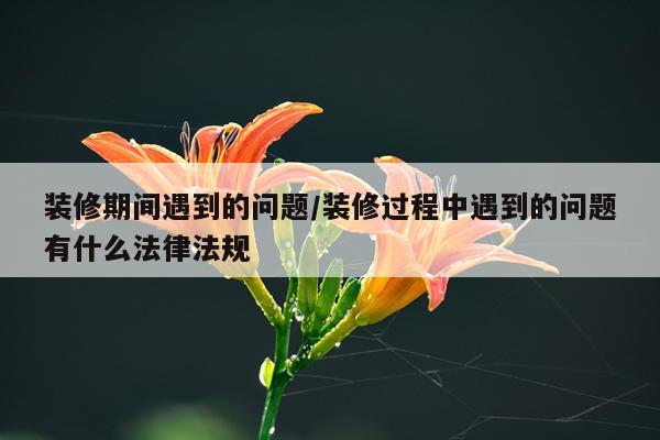 装修期间遇到的问题/装修过程中遇到的问题有什么法律法规