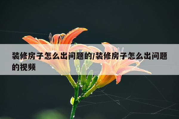 装修房子怎么出问题的/装修房子怎么出问题的视频