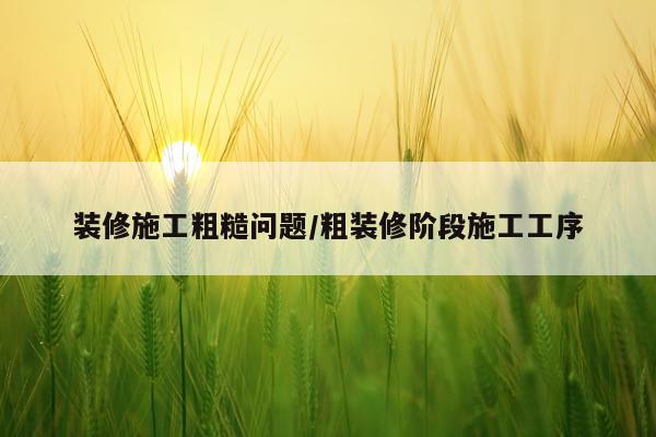 装修施工粗糙问题/粗装修阶段施工工序