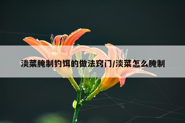 淡菜腌制钓饵的做法窍门/淡菜怎么腌制