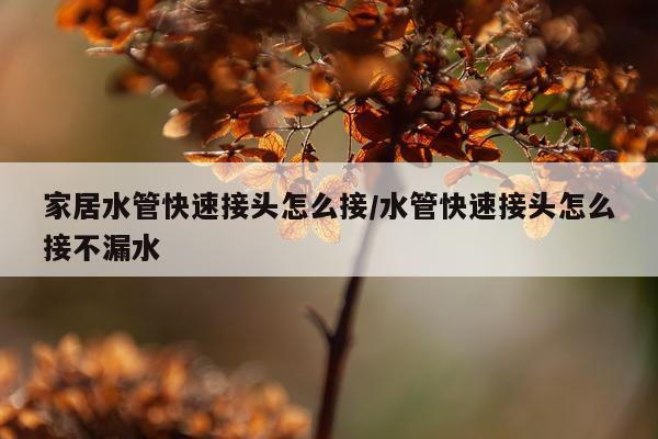家居水管快速接头怎么接/水管快速接头怎么接不漏水