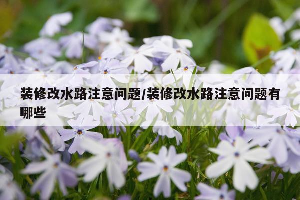 装修改水路注意问题/装修改水路注意问题有哪些