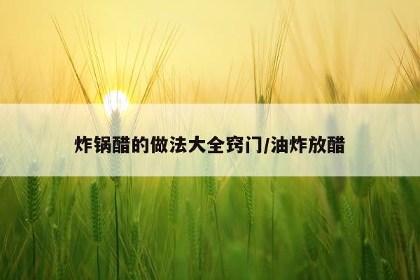 炸锅醋的做法大全窍门/油炸放醋