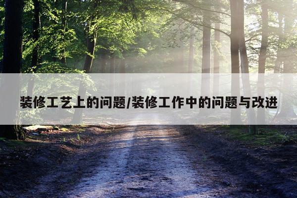 装修工艺上的问题/装修工作中的问题与改进
