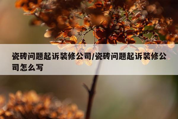 瓷砖问题起诉装修公司/瓷砖问题起诉装修公司怎么写