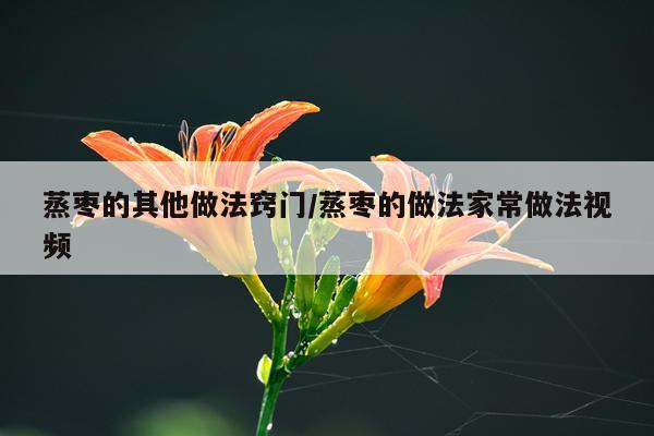 蒸枣的其他做法窍门/蒸枣的做法家常做法视频