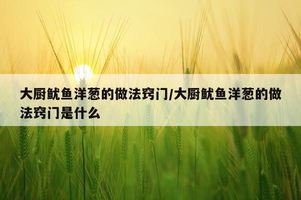 大厨鱿鱼洋葱的做法窍门/大厨鱿鱼洋葱的做法窍门是什么