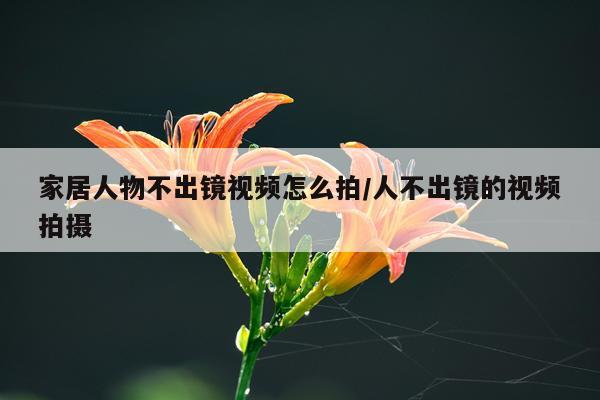 家居人物不出镜视频怎么拍/人不出镜的视频拍摄