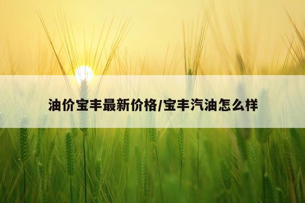 油价宝丰最新价格/宝丰汽油怎么样