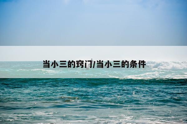 当小三的窍门/当小三的条件