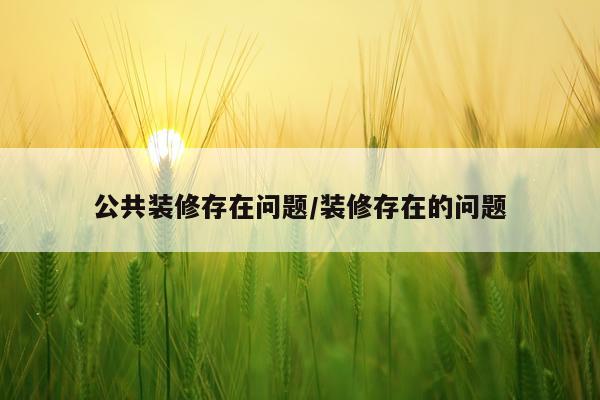 公共装修存在问题/装修存在的问题