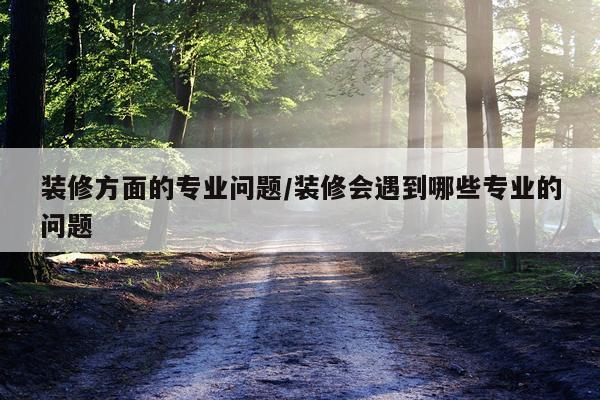 装修方面的专业问题/装修会遇到哪些专业的问题