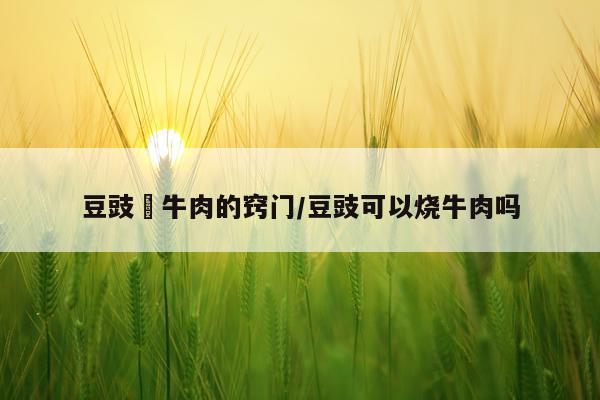 豆豉焗牛肉的窍门/豆豉可以烧牛肉吗