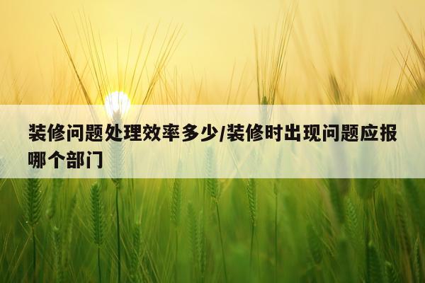 装修问题处理效率多少/装修时出现问题应报哪个部门