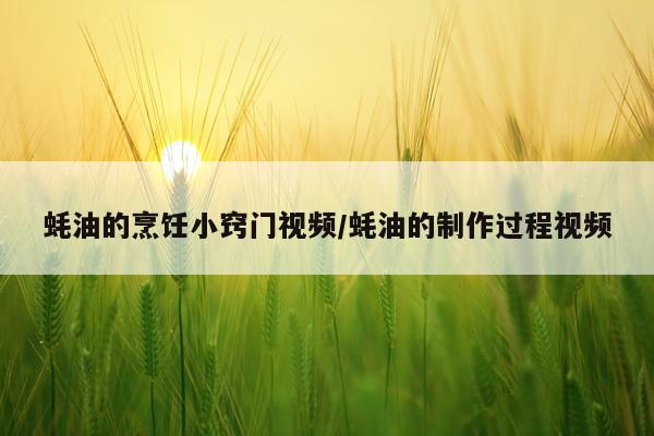 蚝油的烹饪小窍门视频/蚝油的制作过程视频