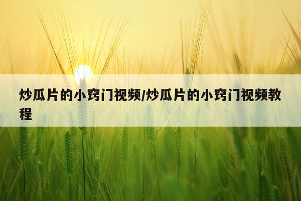 炒瓜片的小窍门视频/炒瓜片的小窍门视频教程