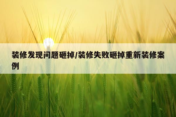 装修发现问题砸掉/装修失败砸掉重新装修案例