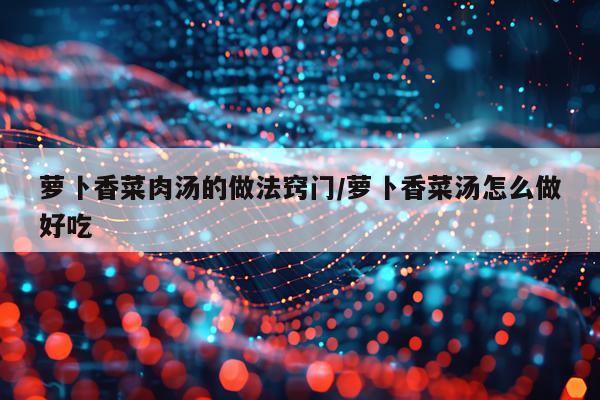萝卜香菜肉汤的做法窍门/萝卜香菜汤怎么做好吃