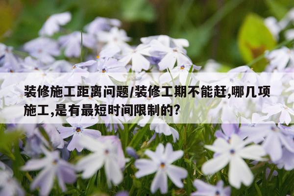 装修施工距离问题/装修工期不能赶,哪几项施工,是有最短时间限制的?