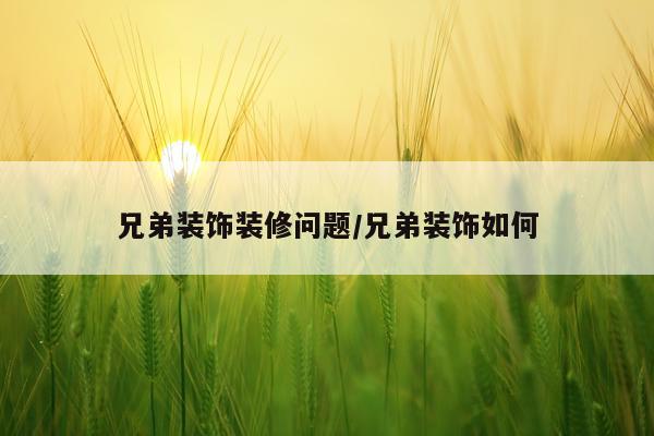 兄弟装饰装修问题/兄弟装饰如何