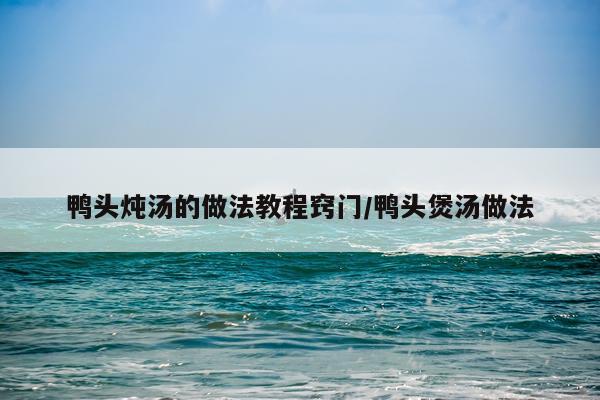 鸭头炖汤的做法教程窍门/鸭头煲汤做法