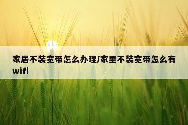 家居不装宽带怎么办理/家里不装宽带怎么有wifi