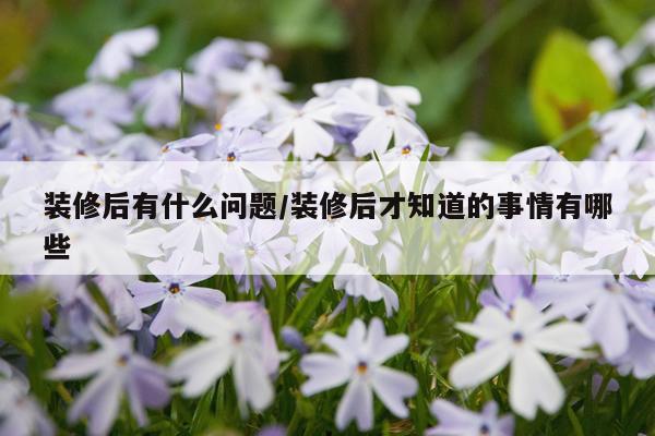 装修后有什么问题/装修后才知道的事情有哪些