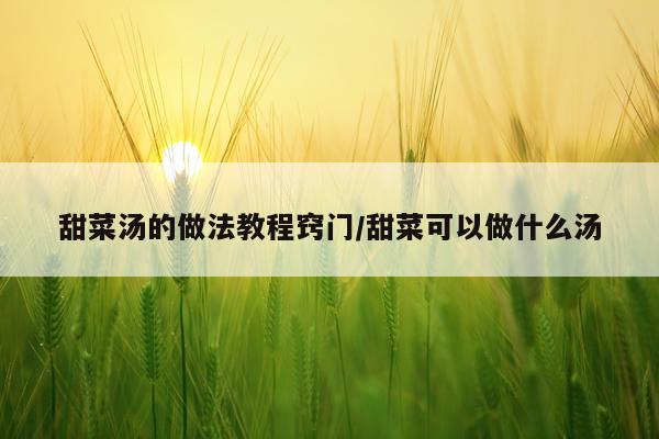 甜菜汤的做法教程窍门/甜菜可以做什么汤