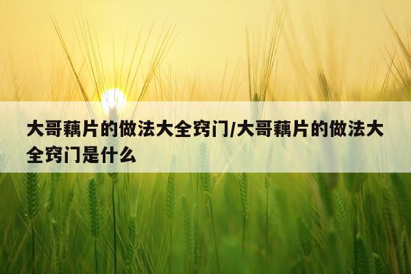 大哥藕片的做法大全窍门/大哥藕片的做法大全窍门是什么