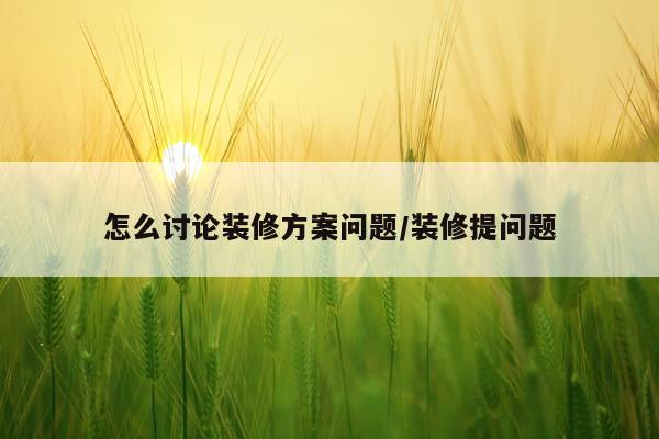 怎么讨论装修方案问题/装修提问题