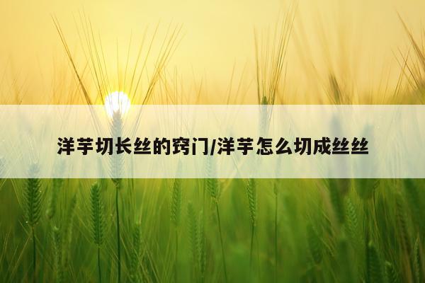 洋芋切长丝的窍门/洋芋怎么切成丝丝