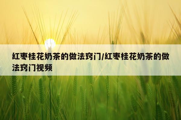 红枣桂花奶茶的做法窍门/红枣桂花奶茶的做法窍门视频