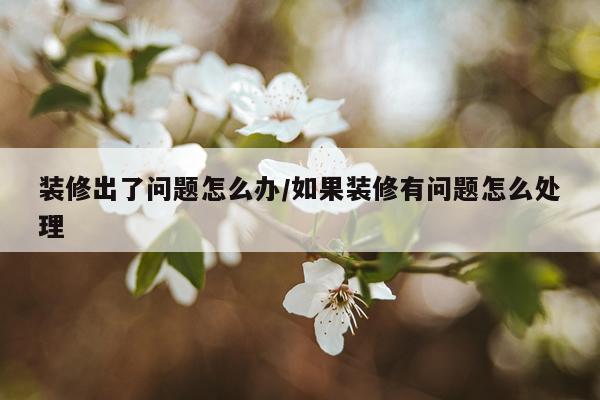 装修出了问题怎么办/如果装修有问题怎么处理