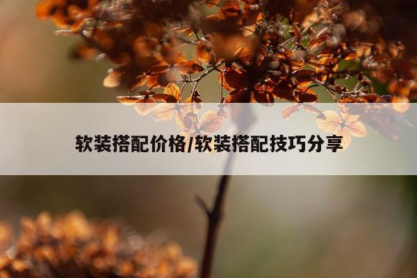 软装搭配价格/软装搭配技巧分享