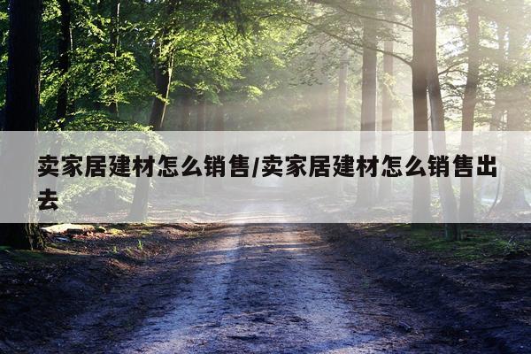 卖家居建材怎么销售/卖家居建材怎么销售出去