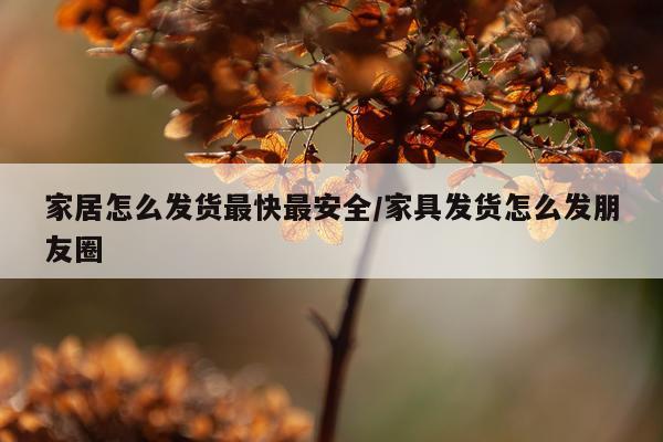 家居怎么发货最快最安全/家具发货怎么发朋友圈