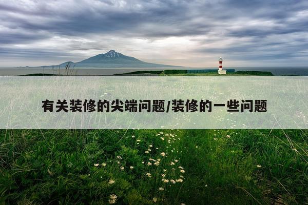 有关装修的尖端问题/装修的一些问题